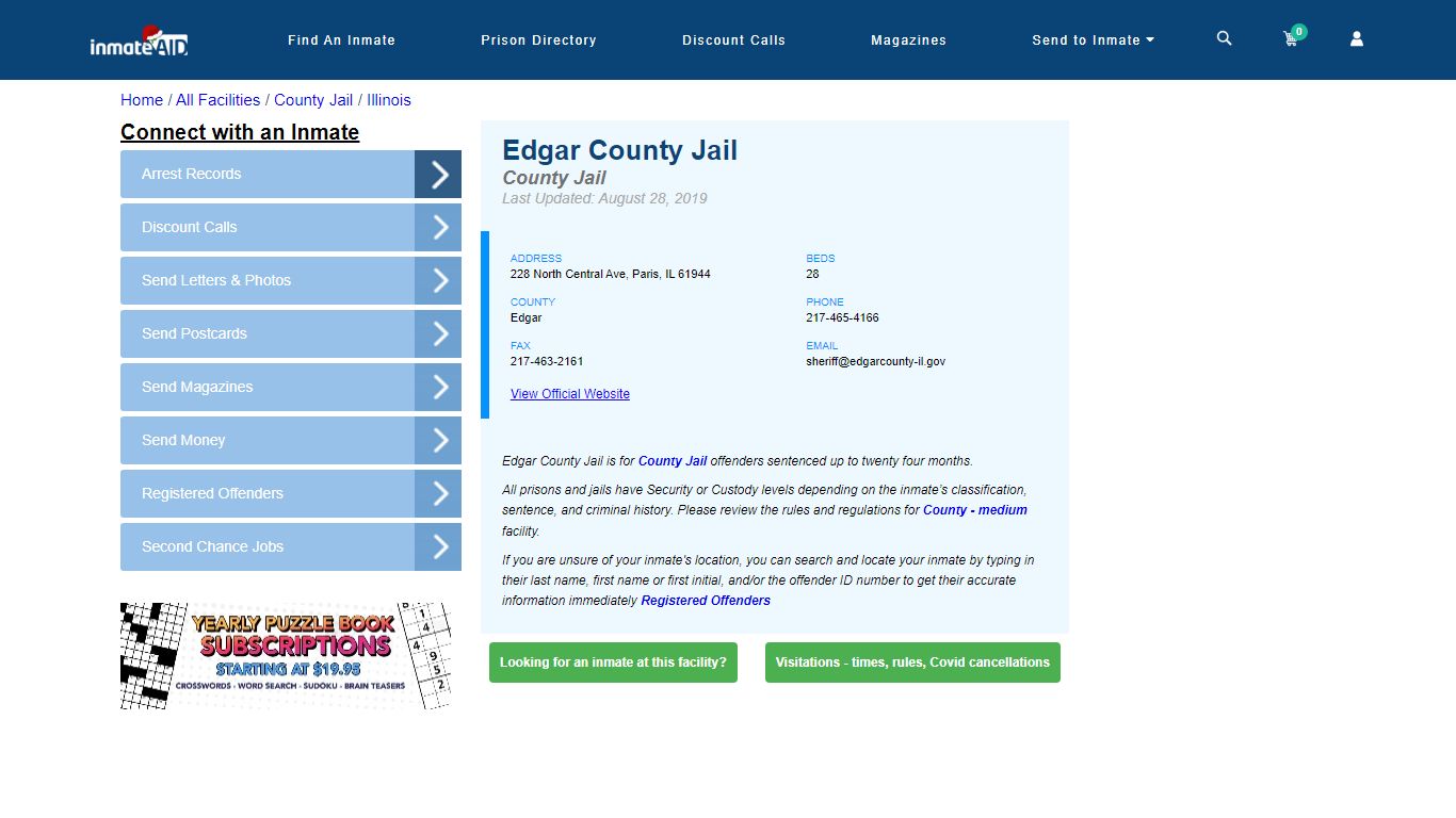 Edgar County Jail - Inmate Locator - Paris, IL