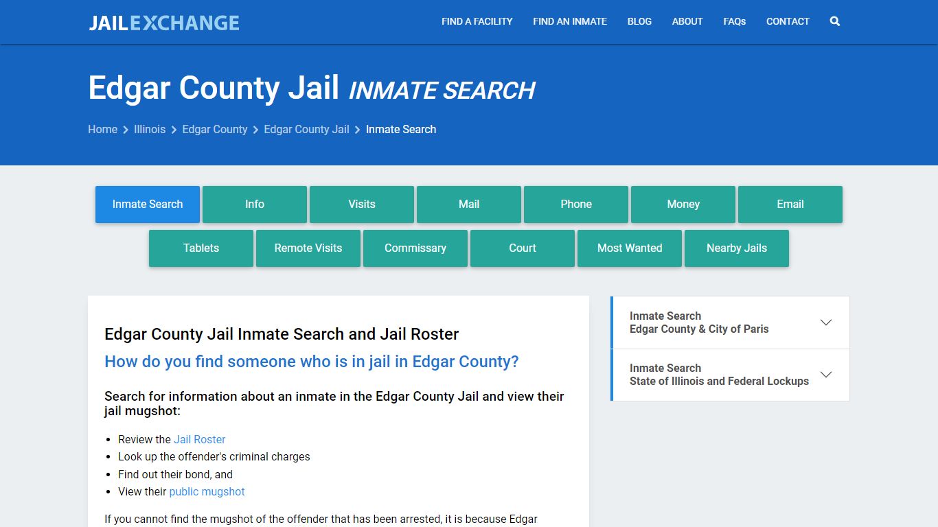 Inmate Search: Roster & Mugshots - Edgar County Jail, IL